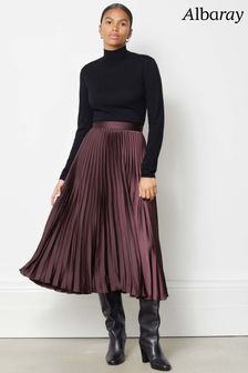 Albaray Satin Pleat Burgundy Skirt (N07460) | 76 €