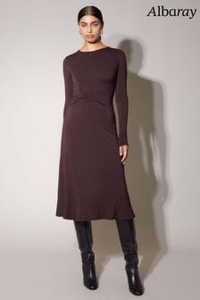 Fioletowa sukienka Albaray z węzłem z przodu (N07501) | 280 zł