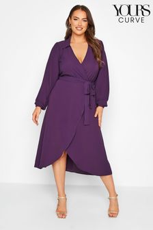 Yours Curve Purple Limited Collar Wrap Dress (N07631) | DKK182