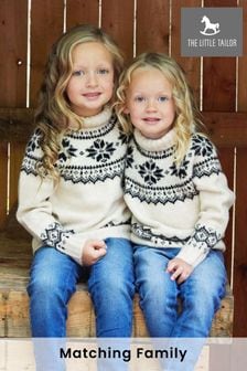 The Little Tailor Kids Cream Cosy Funnel Neck Fairisle Knitted Christmas Jumper (N07652) | €61