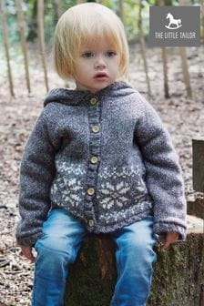 Grau - The Little Tailor Baby Strickjacke mit Fleece-Futter und weihnachtlichem Norwegermuster, Creme (N07656) | 61 €