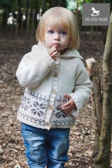 乳白色 - The Little Tailor嬰兒款乳白色聖誕節費爾島圖案抓絨襯裡嬰兒車外套開襟毛衣 (N07657) | NT$1,820