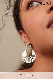 Gold Tone Hammered Hoop Earrings Made With Recycled Metal (N07717) | $13