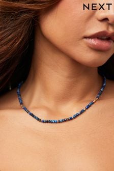 Modra - Kratka ogrlica s perlicami (N07732) | €12