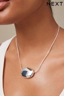 Silver Tone Pebble Short Necklace (N07743) | KRW27,200