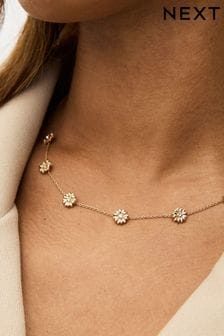 In Goldtönen - Halskette mit Blumen (N07754) | 18 €
