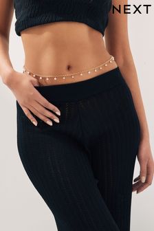 Gold Tone Bead Drop Belly Chain/Necklace Made with Recycled Metal (N07764) | €19