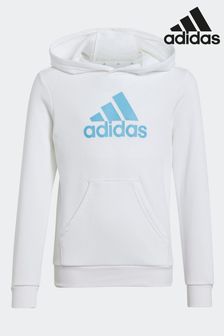 أبيض - هودي قطن من القطع الأساسية ملابس رياضية بشعار لوجو كبير من Adidas (N07836) | 16 ر.ع