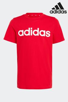 أحمر - تيشرت قطن بشعار Linear من Adidas Essentials (N07852) | 83 ر.س