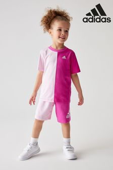 adidas Pink Sportswear T-Shirt and Shorts Set (N07854) | 191 SAR