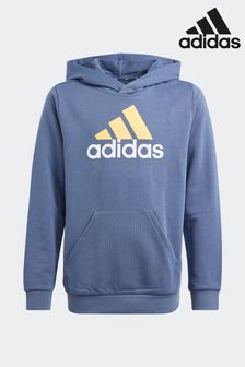 adidas Steel Blue Sportswear Essentials Two Colored Big Logo Cotton Hoodie (N07855) | €41