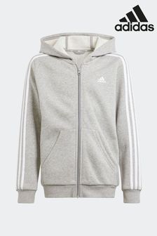 Grau - adidas Essentials Kapuzensweatshirt mit Reißverschluss und 3-Streifen-Design (N07863) | 51 €