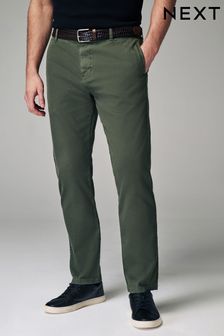 Green Slim Fit Textured Belted Trousers (N07878) | SGD 62
