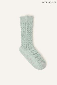 Accessorize Blue Cable Knit Chenille Slipper Socks (N07880) | €14
