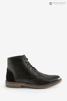 Frank Wright Black Mens Leather Brogue Ankle Boots (N07891) | $97