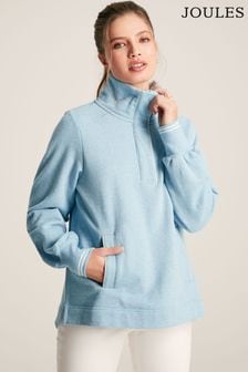 Joules Burnham Blue Quarter Zip Funnel Neck Sweatshirt (N07905) | $90