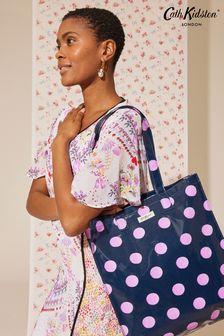 Cath Kidston Navy/Pink Spot Large Coated Bookbag (N07911) | $55