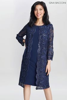 Gina Bacconi Robe bleue Yasmina à fausse veste (N09016) | €205