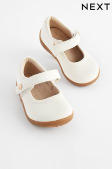 White Standard Fit (F) First Walker Mary Jane Shoes (N09025) | 109 QAR