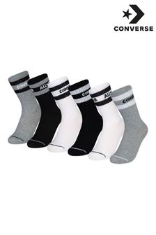 Converse Grey Basic Wordmark Crew Socks 6 Pack (N09147) | BGN 52