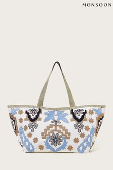 Monsoon Blue Metallic Embroidered Tote Bag (N09198) | AED391