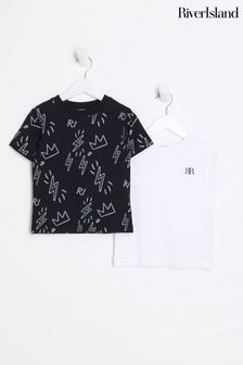 River Island Boys Print T-shirts 2 Pack (N09230) | kr180