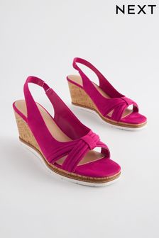 Pink Regular/Wide Fit Forever Comfort® Bow Cork Wedges (N09311) | AED128