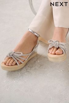 Silver Forever Comfort® Jewel Bow Wedges (N09313) | SGD 85
