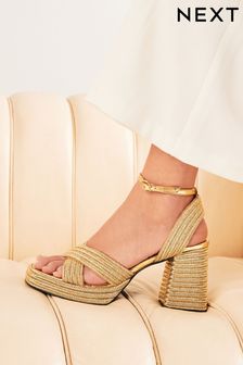 Gold Forever Comfort® Flare Platform Sandals (N09323) | CA$90