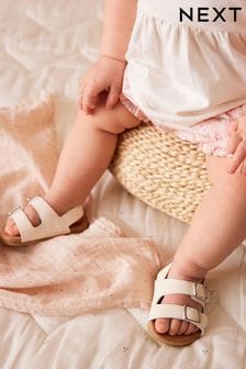 White Corkbed Baby Sandals (0-24mths) (N09417) | 49 QAR