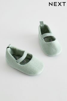 Sage Green Ballet Baby Shoes (0-24mths) (N09418) | $14