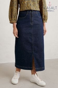 Seasalt Cornwall Blue Bowline Denim Midi Skirt (N09514) | €99