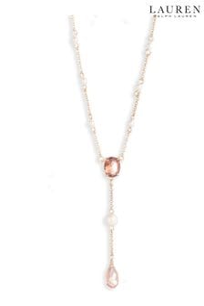Lauren Ralph Lauren Adelaide Gold Tone, Pink & Pearl Necklace (N09688) | LEI 448