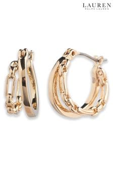 Lauren Ralph Lauren Archer Gold Tone Split Hoop Earrings (N09689) | 269 LEI