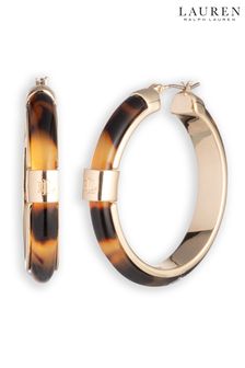 Lauren Ralph Lauren Stamford Gold Tone & Tort Hoop Earrings (N09694) | kr1 190