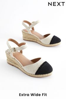 Neutral Extra Wide Fit Forever Comfort® Toe Cap Closed Toe Wedges (N09935) | AED156