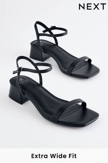 Black Extra Wide Fit Forever Comfort® Low Heel Sandals (N09936) | $42