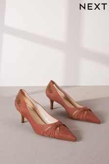Rose Pink Signature Leather Cutout Kitten Heels (N09947) | ₪ 207