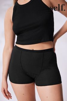self. Black Rib High Waist Period Shorts (N09953) | €22.50
