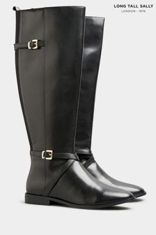 Long Tall Sally Black Leather Riding Boots (N09962) | 619 QAR