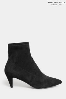 Long Tall Sally Black Heeled Kitten Suedette Boots (N09968) | 84 €