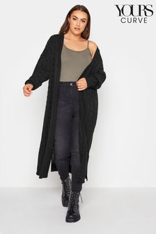 Yours Curve Black Cable Knit Maxi Cardigan (N10223) | €17