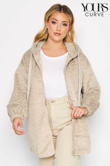 Yours Curve Natural Luxury Faux Fur Heart Zip Through Jacket (N10278) | €29