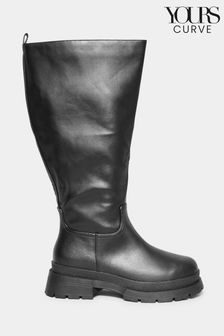 Yours Curve Black Extra-Wide Fit PU Pull On Calf Boots (N10287) | 42 €