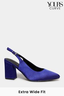 Yours Curve Blue Extra Wide Fit Pointed Block Heel Courts (N10326) | €21.50