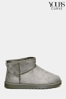 Yours Curve Grey Extra-Wide Fit Mini Faux Fur Boots (N10330) | €19