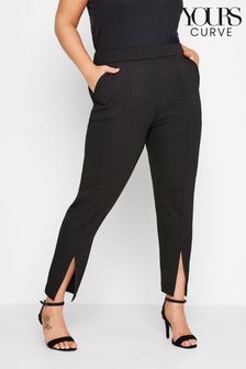 Yours Curve Black Limited Split Glitter Trousers (N10343) | $42