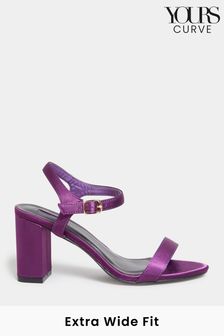 Yours Curve Purple Extra-Wide Fit Block Heel Sandals (N10344) | $49
