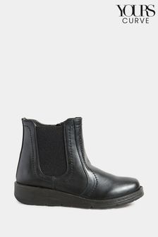 黑色 - Yours Curve超寬版型Chelsea楔形靴 (N10358) | NT$1,870