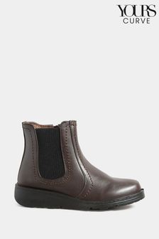 Yours Curve Brown Extra-Wide Fit Wedge Chelsea Boots (N10359) | €25